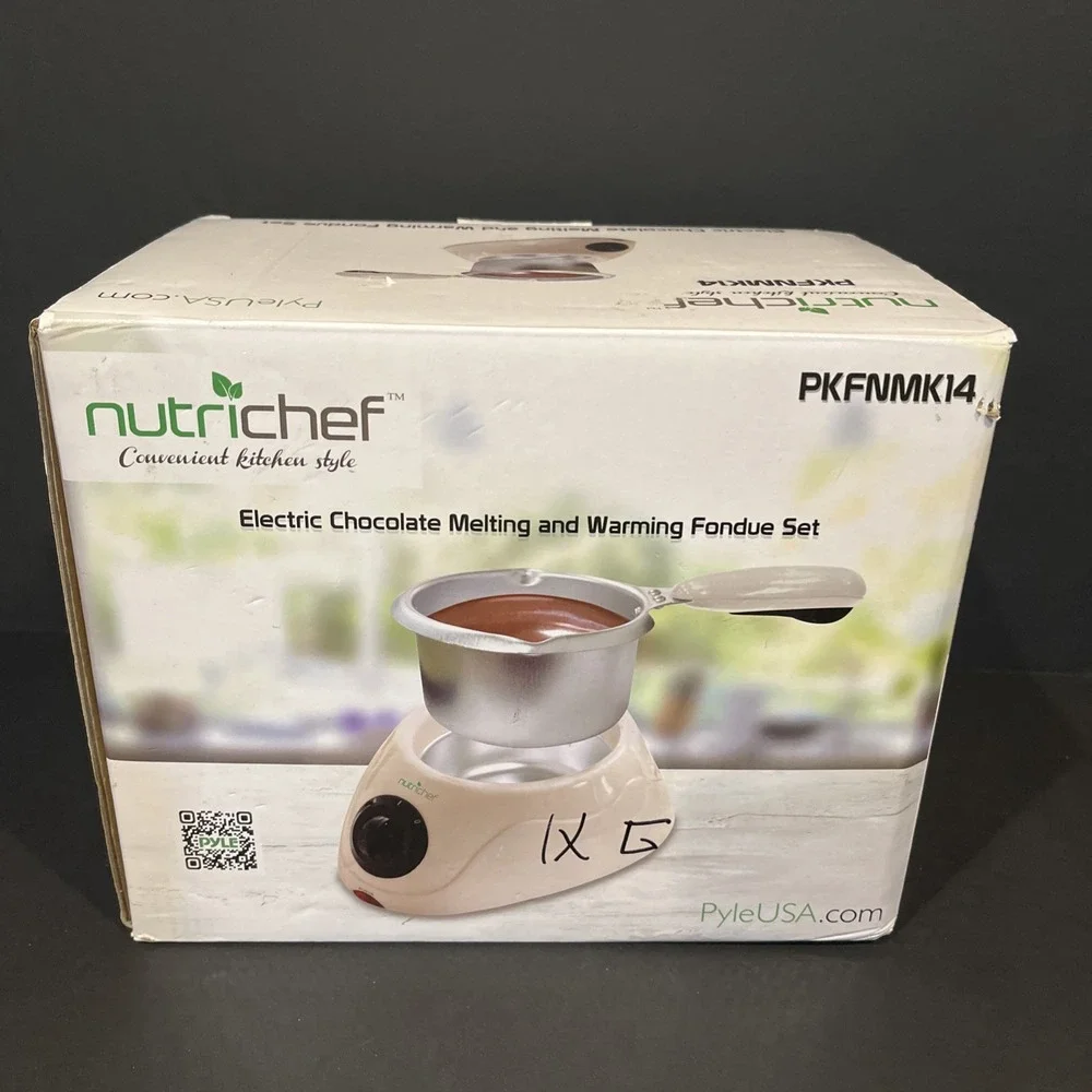 NutriChef Electric Chocolate Melting Warming Fondue Set White PKFNMK14